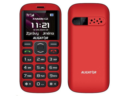 Aligator A720 4G Senior, červeno-černá + nabíjecí stojánek, A720RB