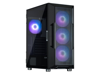 Zalman skříň I3 Neo ARGB black / ATX / 4x120 ARGB fan / 2xUSB 3.0 / 1xUSB 2.0 / prosklená bočnice / mesh panel / černá, i3 Neo ARGB Black