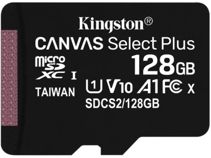 128GB microSDXC Kingston Canvas Select Plus A1 CL10 100MB/s bez adapteru, SDCS2/128GBSP