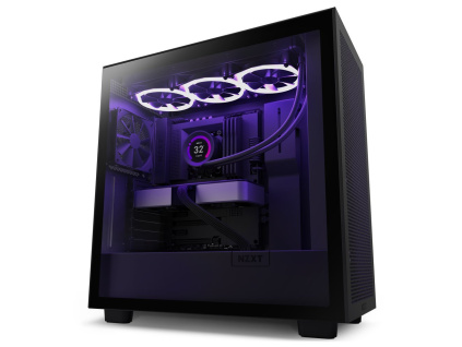 NZXT skříň H7 Flow edition / ATX / 2x 120 mm fan / USB-C / 2x USB / prosklená bočnice / mesh panel / černá, CM-H72FB-01