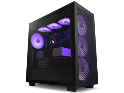 NZXT skříň H7 Flow RGB edition / ATX / 3x 140 mm fan / USB-C / 2x USB / prosklená bočnice / mesh panel / RGB / černá, CM-H72FB-R1