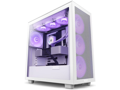 NZXT skříň H7 Flow RGB edition / ATX / 3x 140 mm fan / USB-C / 2x USB / prosklená bočnice / mesh panel / RGB / bílá, CM-H72FW-R1