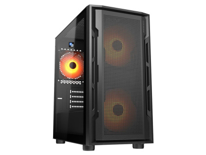 COUGAR PC skříň UNIFACE RGB Black Mini Tower Mesh Front Panel 2x 140mm RGB Fan + 1x 120mm RGB Fan TG Left Panel, CGR-55C9B-RGB
