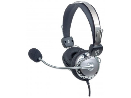 MANHATTAN Sluchátka s mikrofonem, lehce nastavitelná s flexibilním mikrofonem, 175517