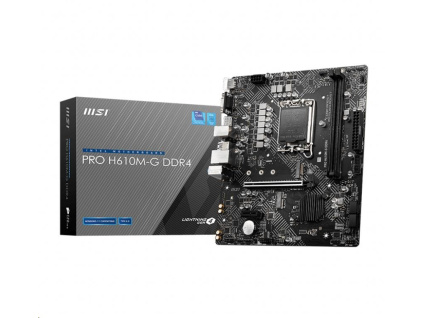 MSI MB Sc LGA1700 PRO H610M-G DDR4, Intel H610, 2xDDR4, 1xDP, 1xHDMI, 1xVGA, mATX, PRO H610M-G DDR4