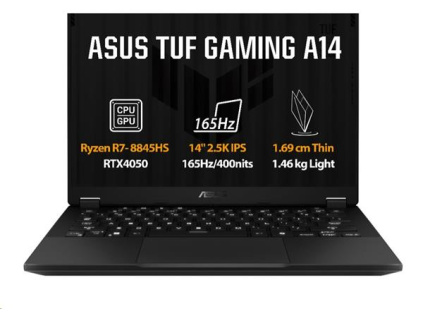 ASUS TUF Gaming A14 FA401UU-RG025, Ryzen 7 8845HS, 14.0˝ 2560x1600 WQXGA, RTX4050/6GB, 32GB, SSD 1TB, FDOS 16TOPS, FA401UU-RG025