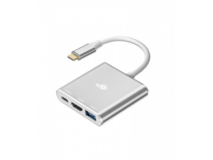 TB Adapter USB C 3w1 HDMI USB PD srebrny s