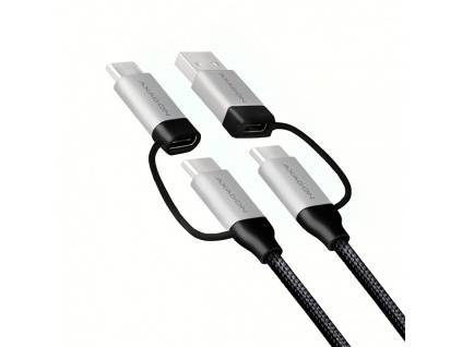 AXAGON BUCMM-CAM20, 4in1 kabel USB-C/Micro USB <-> USB-C/USB-A, 2m, 3A, PD 60W