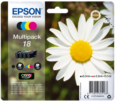 Epson Multipack 4-colours 18 Claria Home Ink, C13T18064012