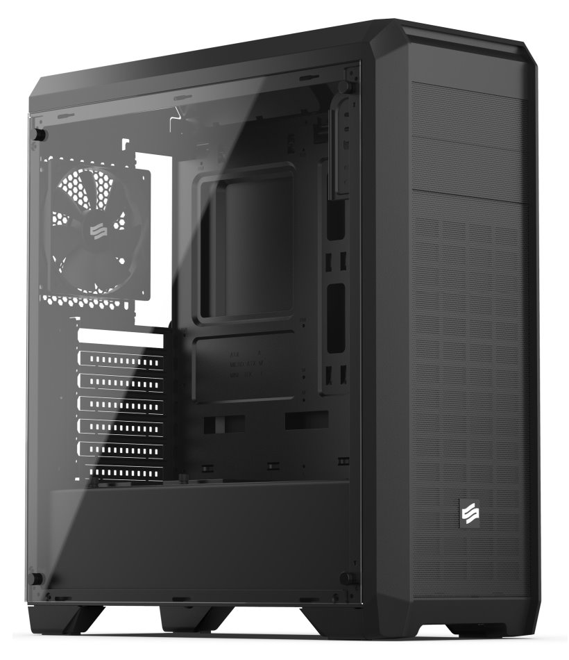 SILENTIUM PC SilentiumPC skříň Regnum RG4T Pure Black TG / celoskleněná bočnice /ATX/ čtečka SD / USB 3.0 / regulace otáček/ černá, SPC178