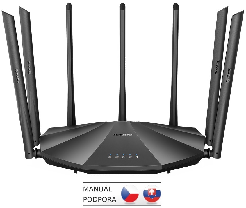 Tenda AC23 WiFi AC Router 2100Mb/s, 1x GWAN, 3x GLAN, VPN, IPv6, 7x 6dBi, 4x4 MU-MIMO, CZ App AC2100, AC23