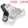 VIKING USB FLASH DISK 3.0 4v1 32GB, S KONCOVKOU APPLE LIGHTNING, USB-C, MICRO USB, USB3.0, černá, VUFII32B