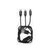 Natec vícekonektorový kabel 3v1 USB Micro + Lightning + USB-C, textilní opletení, 1m, NKA-1202