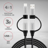 AXAGON BUCMM-CAM20, 4in1 kabel USB-C/Micro USB <-> USB-C/USB-A, 2m, 3A, PD 60W