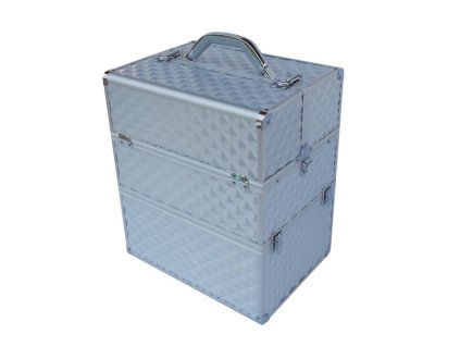 kosmetický kufr 3D - stříbrný