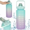 Water bottle motivational straw bottle with measuring cup gym fitness 2L 166110