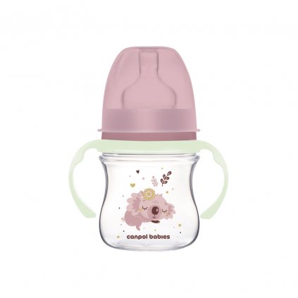 Canpol babies Antikoliková lahev EasyStart se svítícími úchyty SLEEPY KOALA 120ml růžová