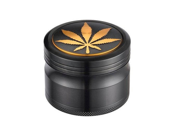 Drtič tabáku kovový Champ High ALU Golden Leaf 63mm, černý