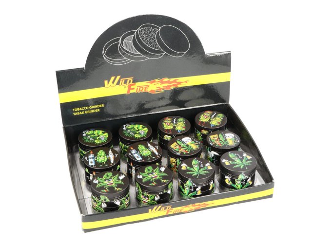 Drtič tabáku kovový WildFire Hemp, 6mix