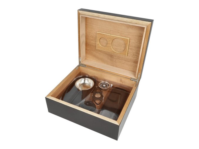 Humidor na doutníky Set Copy, černý, 26x22,5x10,5cm