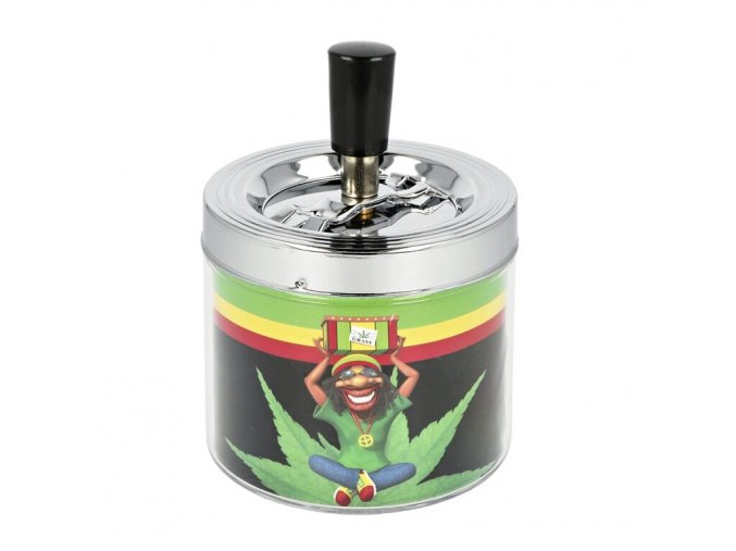 Cigaretový popelník kovový otočný Reggae Weed, 9cm