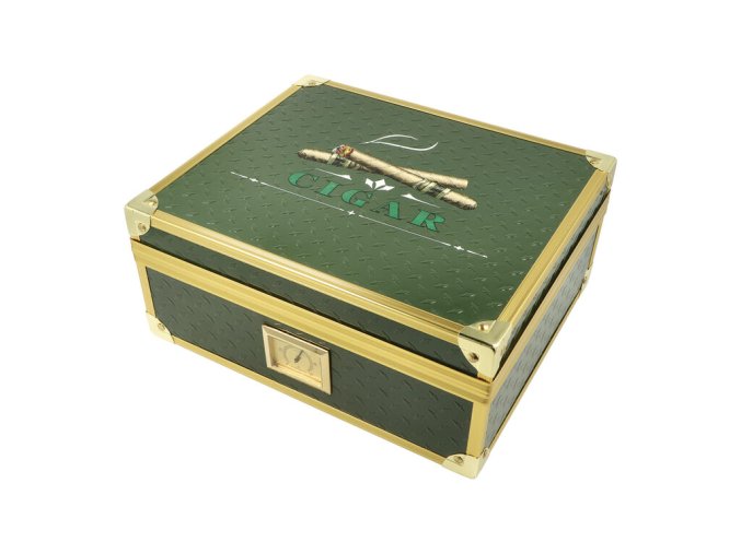 Humidor na doutníky Green/Gold 25D, 26x22x11,5cm