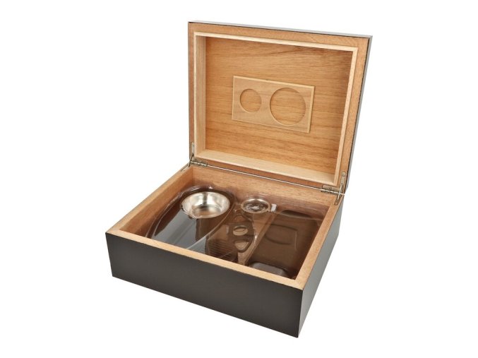 Humidor na doutníky SET 25D, černý, 26x22x11cm