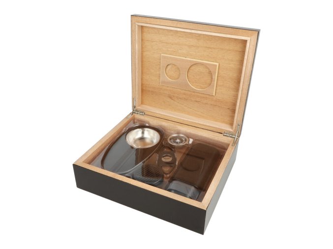 Humidor na doutníky SET 25D, černý, 26x22x8cm