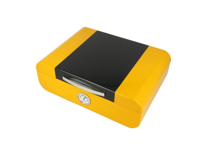 Humidor na doutníky Žlutý, Carbon, 25D, 28x20x9,5cm