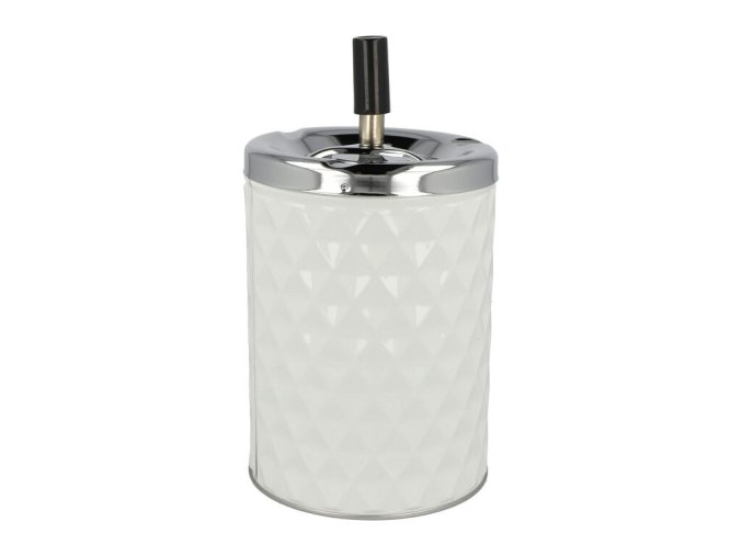Cigaretový popelník kovový otočný Diamant bílý, 11cm