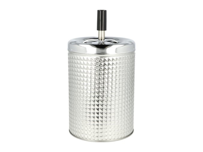 Cigaretový popelník kovový otočný Biggy stříbrný, 11cm