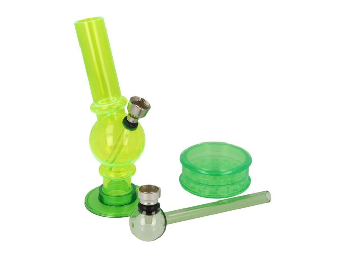 Bong akrylový Super Heroes Giftset Neon Green, 15cm