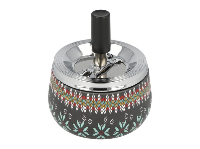 Cigaretový popelník kovový otočný Flowers, 8cm