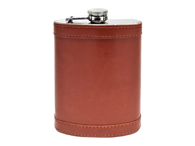 Placatka nerezová Ledus, koženka hnědá, 235ml