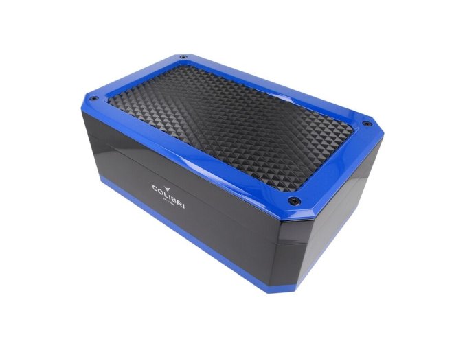 Humidor na doutníky Colibri Rally Black/Blue, 40x25x16cm