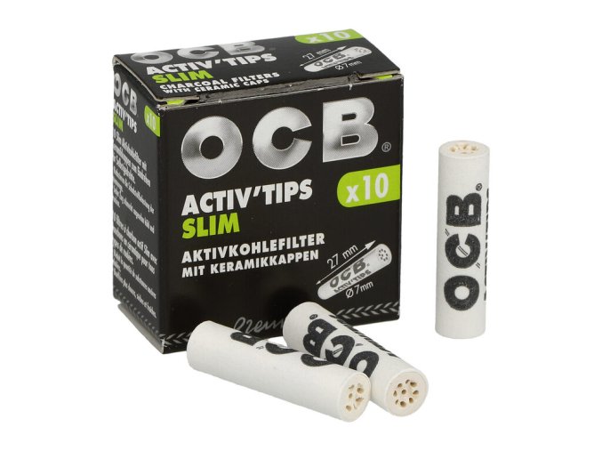 Cigaretové filtry OCB Activ Tips Slim 7mm, charcoal, 10ks