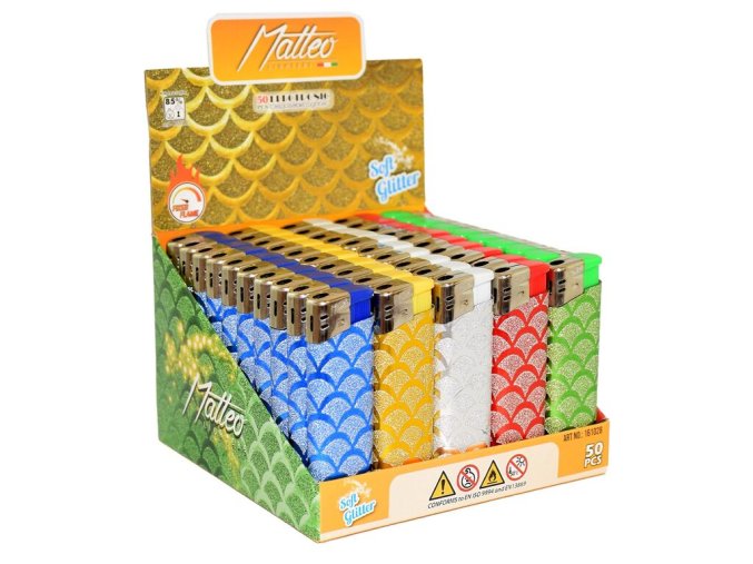 Zapalovač Matteo Piezo Glitter Scale