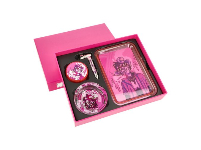 Drtič tabáku plastový Monkey King Gift Set Pink