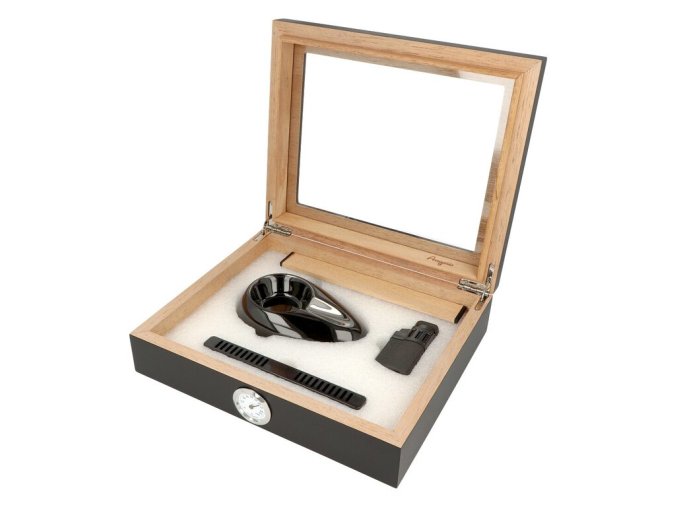 Humidor na doutníky Angelo Set 15D černý, 26x22x6,5cm