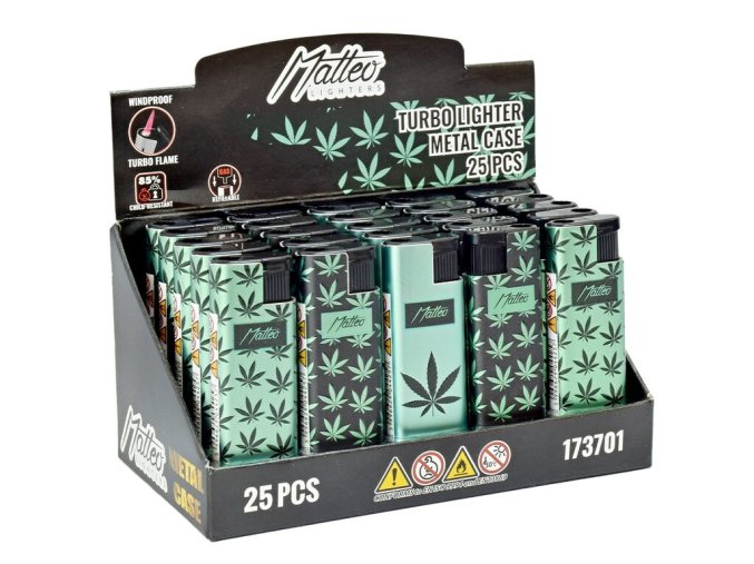 Zapalovač Matteo Metal Turbo Weed