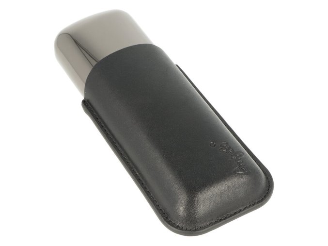 Pouzdro na 2 doutníky Angelo, kov/kůže, černé