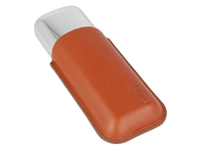 Pouzdro na 2 doutníky Angelo, kov/kůže, oranžové