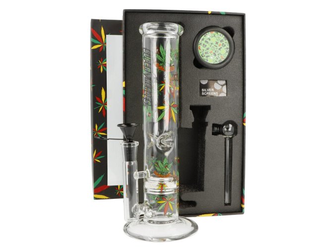 Skleněný bong Super Heroes Giftset, 26cm