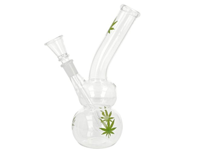 Skleněný bong Basic Green Leaf, 22cm