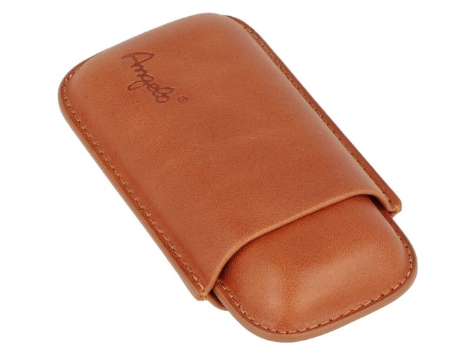 Pouzdro na 2 doutníky Angelo, koženka, 12cm, hnědé