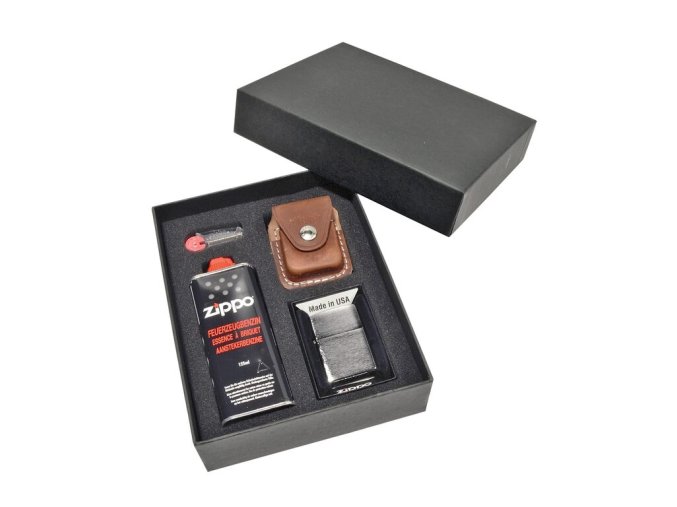 Zippo sada zapalovač, kapsička na Zippo zapalovač, kožený klip