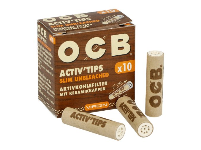 Cigaretové filtry OCB Virgin Activ Tips Slim 7mm, charcoal