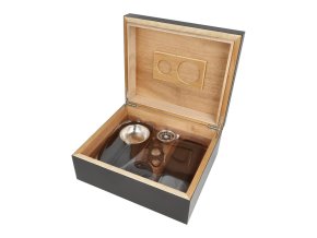 Humidor na doutníky Set Copy, černý, 26x22,5x10,5cm