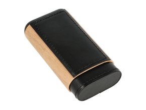 Pouzdro na 3 doutníky Wood, kožené, černé, 135mm