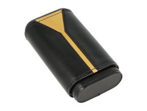Pouzdro na 3 doutníky, kožené, černo/zlaté, 135mm